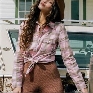New Spell and the Gypsy Collective Maverick Flannel in lilac pink size XS Shirt
